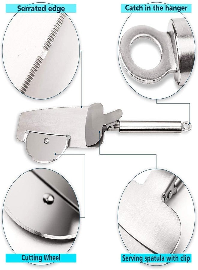 وي3 قطاعة بيتزا we3 بتصميم 4 في 1، قطاعة فائقة الحدة، سهلة التقطيع والتقديم، مصنوعة بالكامل من الفولاذ المقاوم للصدأ، آمنة للغسل في غسالة الأطباق - Image 3